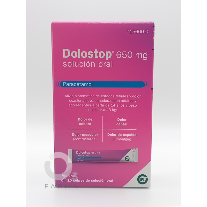 DOLOSTOP 650 MG 10 SOBRES SOLUCION ORAL 10 ML