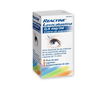 reactine colirio permite tratar los síntomas más comunes de la alergia, tanto nasales como oculares, picor, congestión, rinitis, lagrimeo, etc...