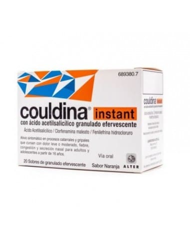 Couldina instant es un antigripal que mejora los síntomas de resfriados y gripes; fiebre, dolor, secreción y congestión nasal.