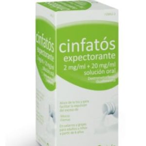 Cinfatós controla la tos improductiva o seca, y evita la irritación producida por ella. No tomarlo con mucosidad.