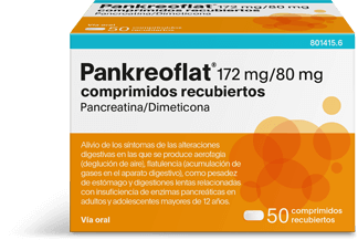 Pankreoflat está indicado para el alivio de los síntomas de las alteraciones digestivas en las que se produce aerofagia, flatulencia , como pesadez de estómago